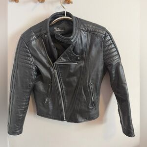 Athen's Leather Ware Black Leather Vintage Motorcycle Jacket Medium